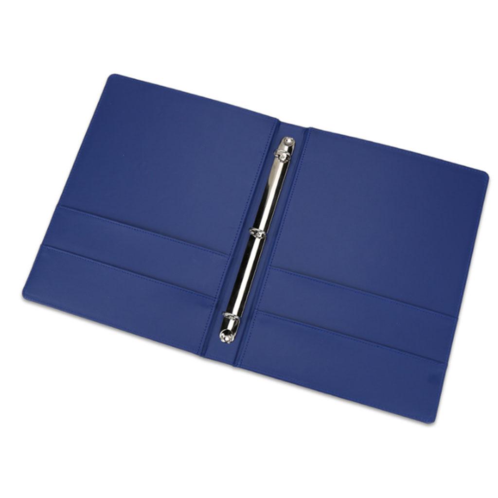 Leather Folder Information Storage Multi-function Binder Folder  Dark Blue