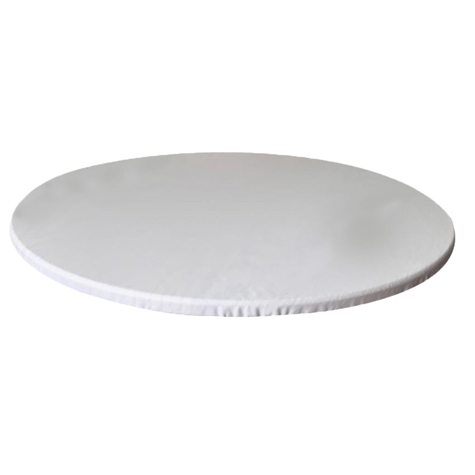 Waterproof Non-slip Round Fitted Tablecloth Table Cover Cloth 120cm White