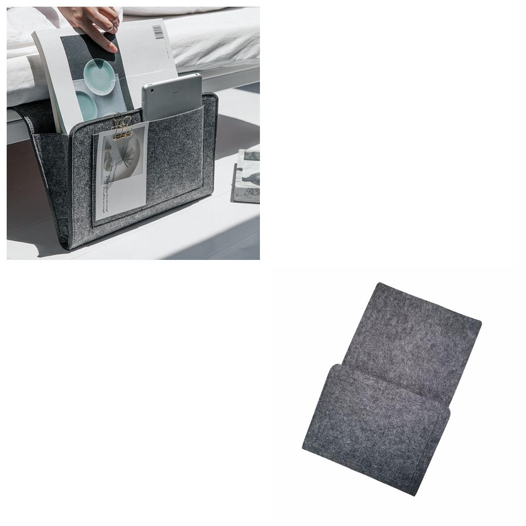 Sofa Desk Bedside Organizer Pocket Armrest Storage Caddy Bag Dark Gray