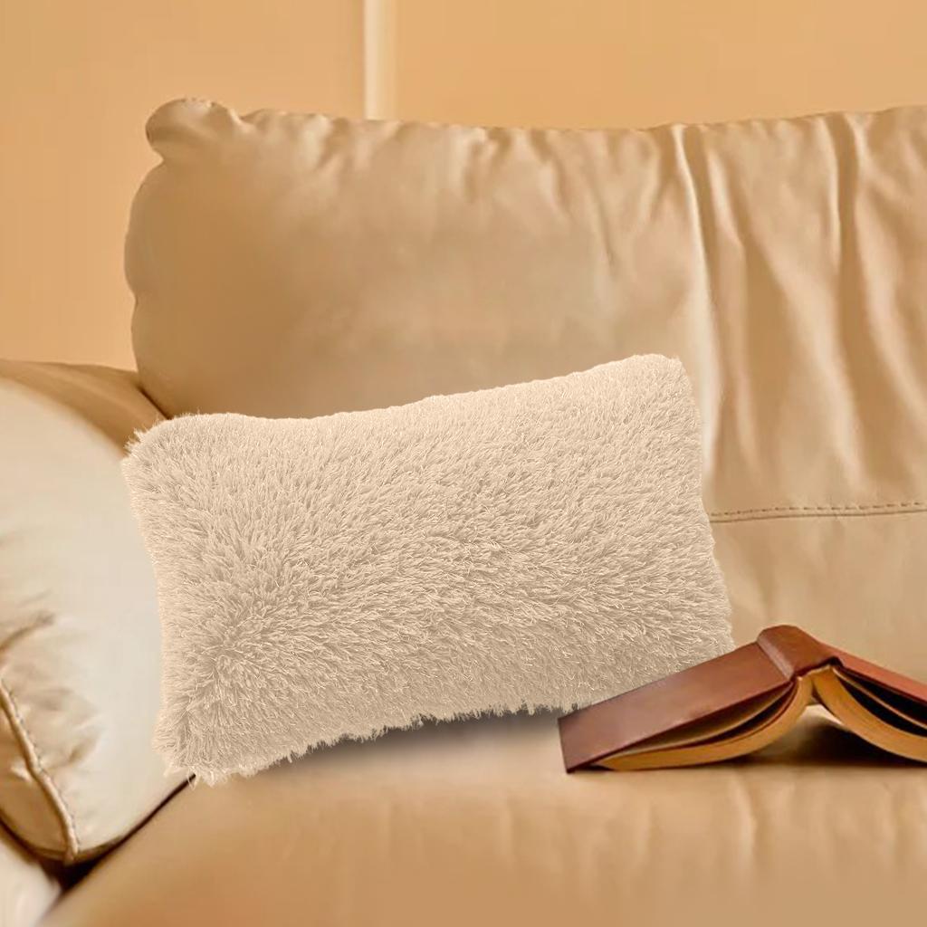 Cushion Cover Shaggy Fluffy Cover Fur Plush Pillowcase Pillow Cover Beige 30x50cm