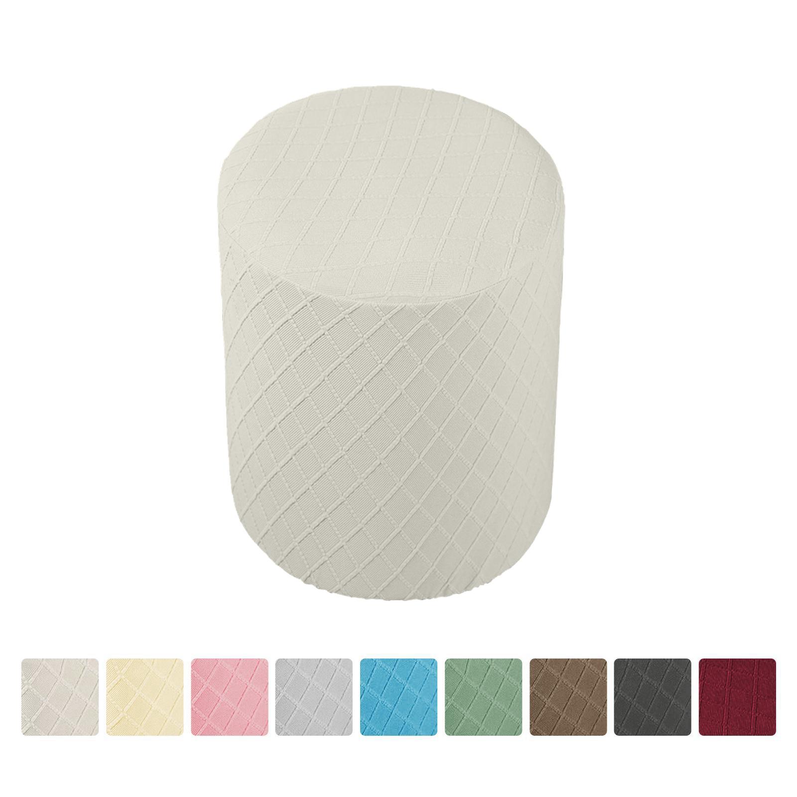 Round Stretch Ottoman Slipcovers Footrest Sofa Cover Foot Stool Covers White