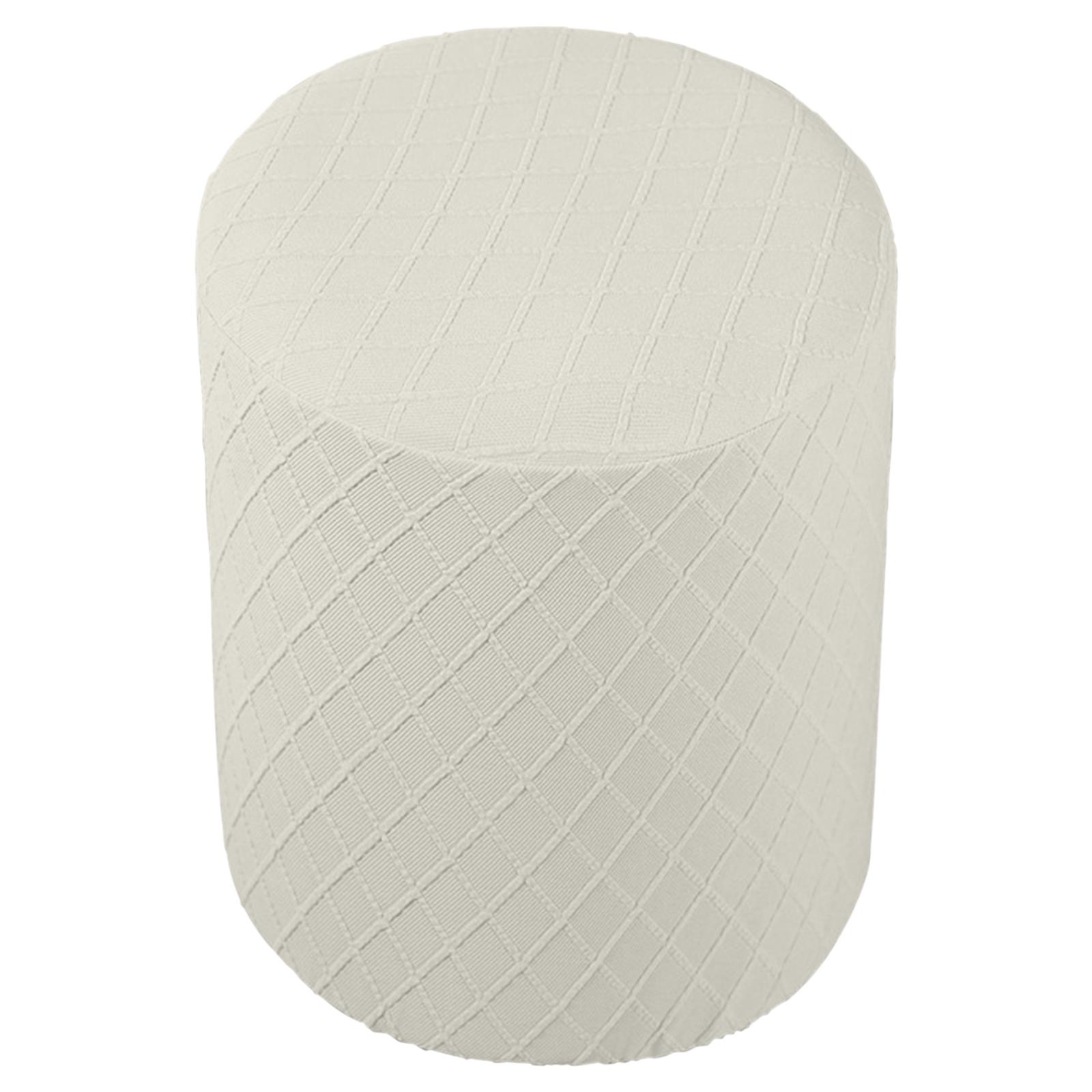 Round Ottoman Slipcover White