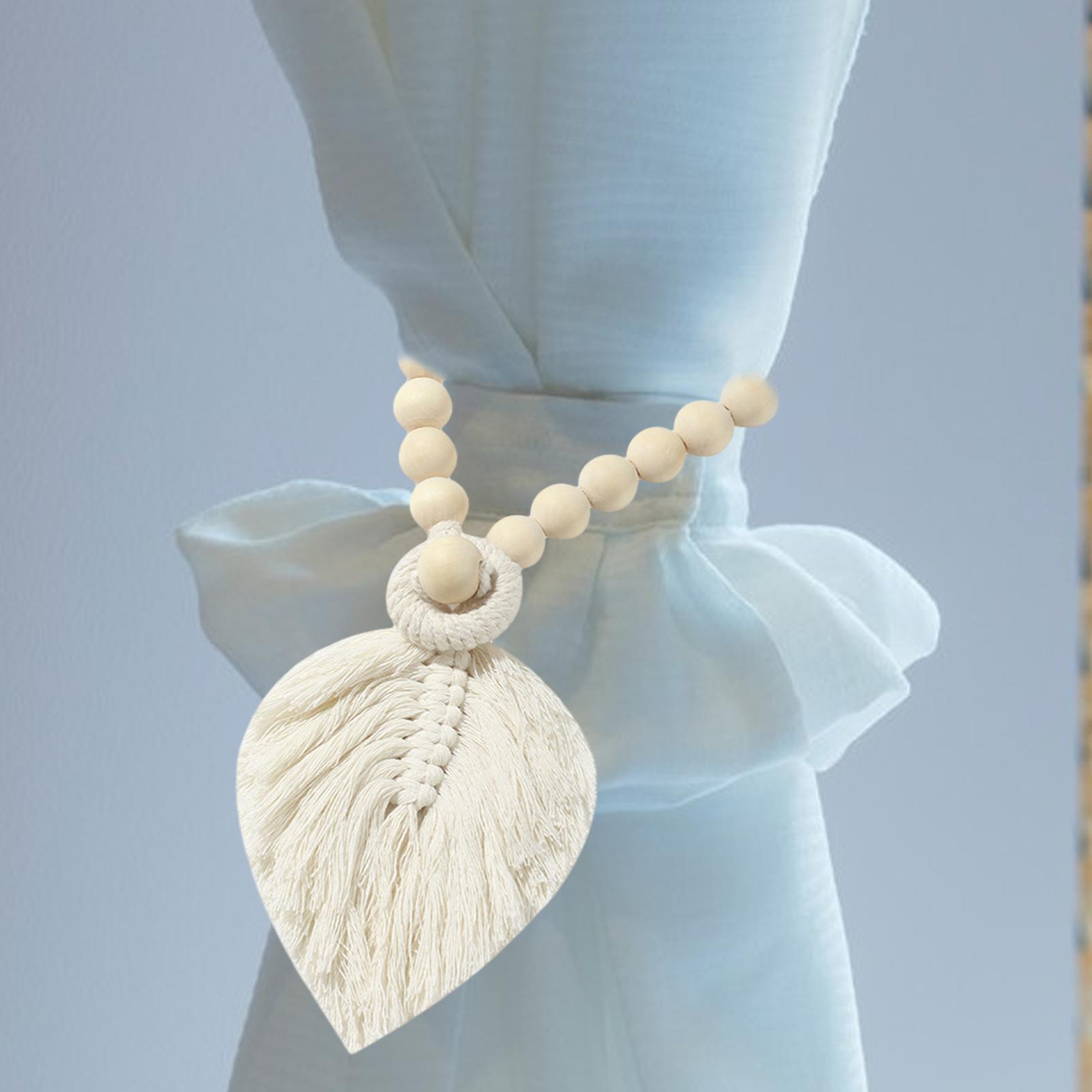 Macrame Curtain Tieback Beaded Tassels Straps Window Treatment Drapes Holder