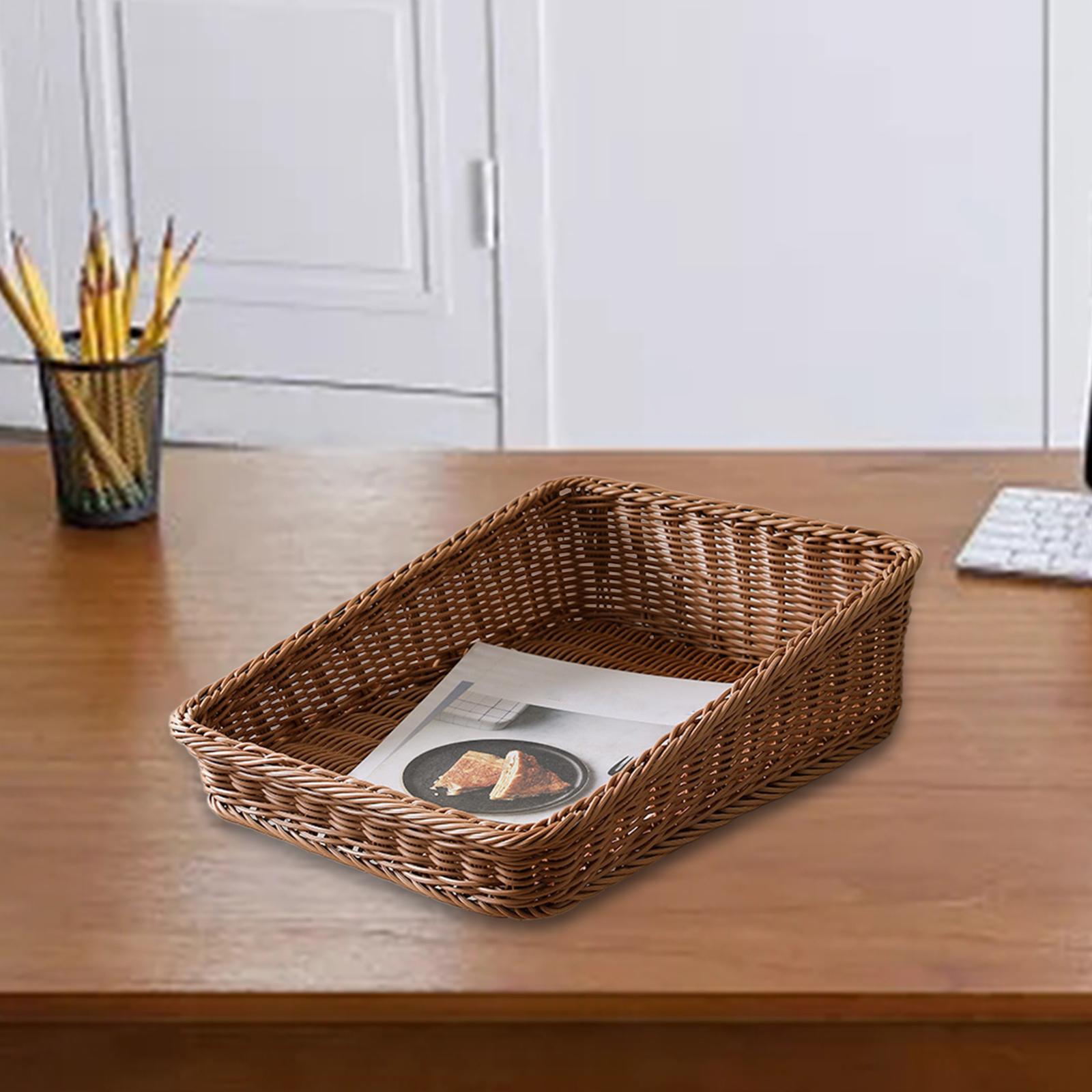 Woven Bread Basket Decor Fruit Basket for Living Room Dining Room Restaurant Vertical Version