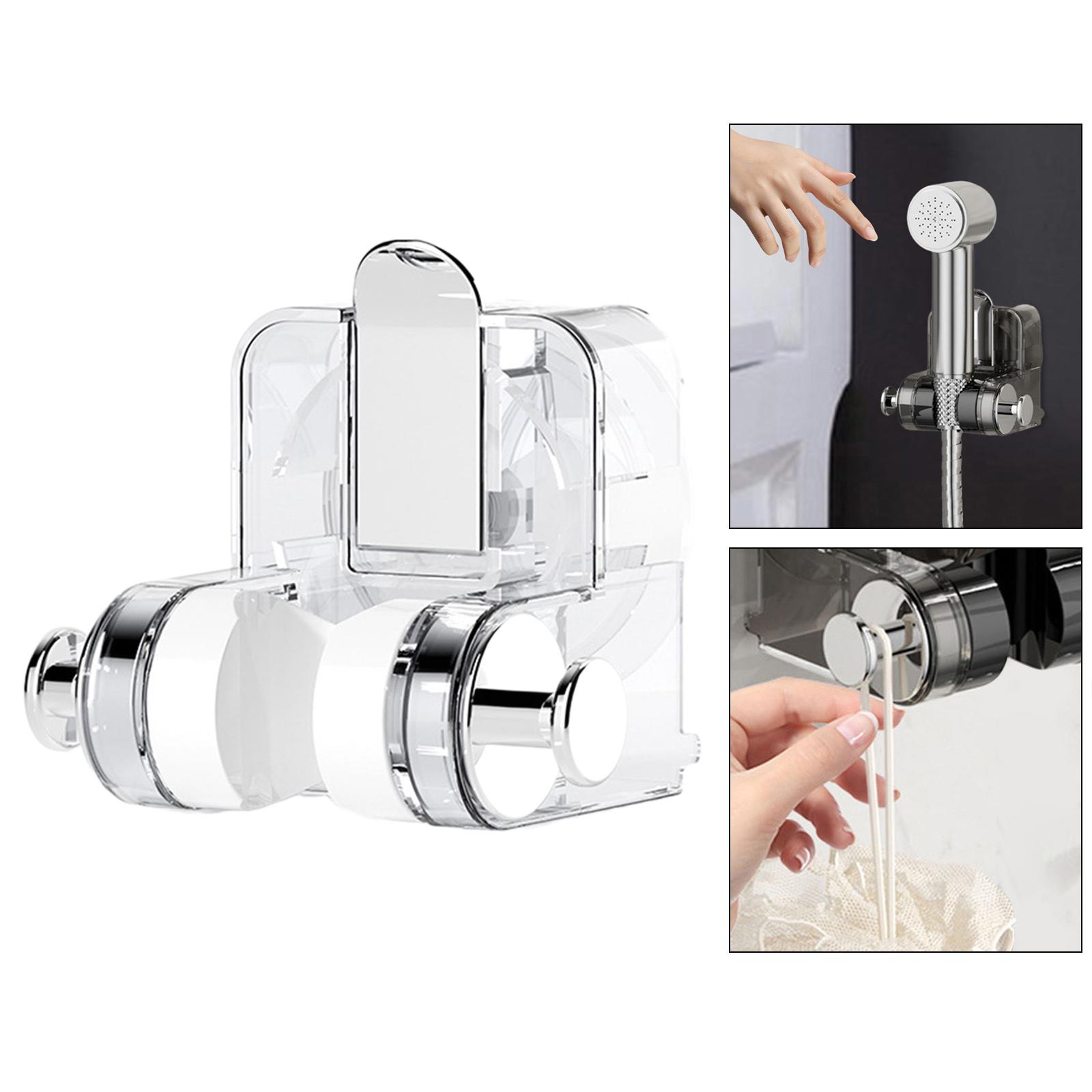 5xShower Holder Multifunctional Shower Bracket for Bathroom Apartment Restroom Transparent silver