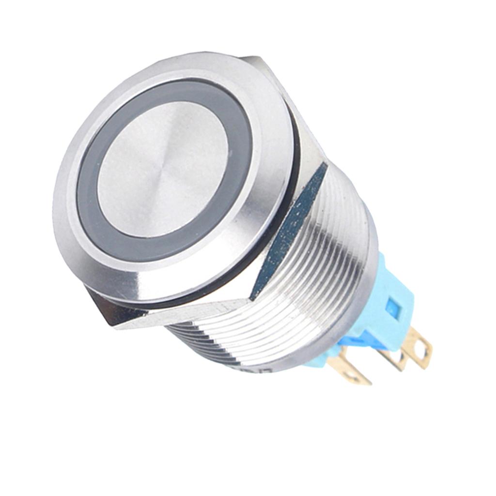 22mm Stainless Steel Push Button Switch  Flat head self locking Red Light