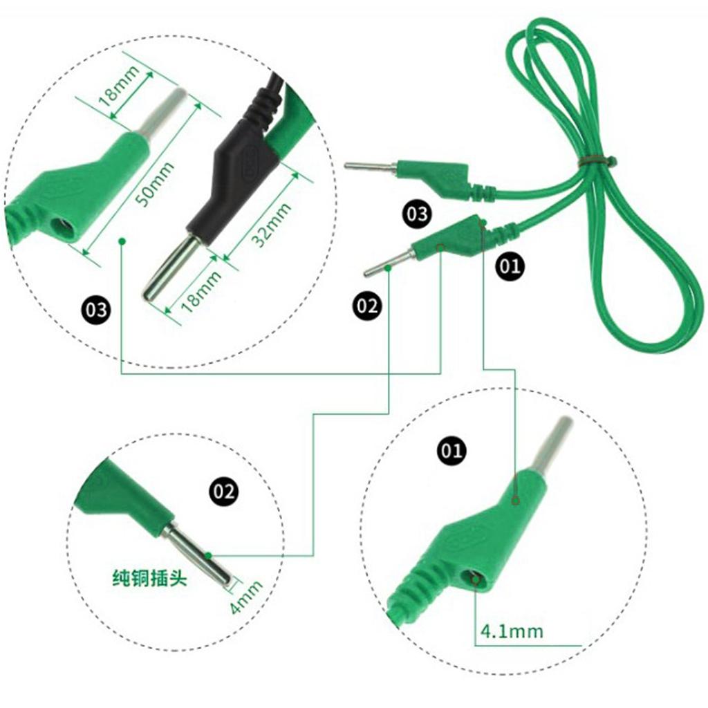 2pcs 4mm Stackable Banana Plug Wire Soft Silicone Test Cable Lead Green