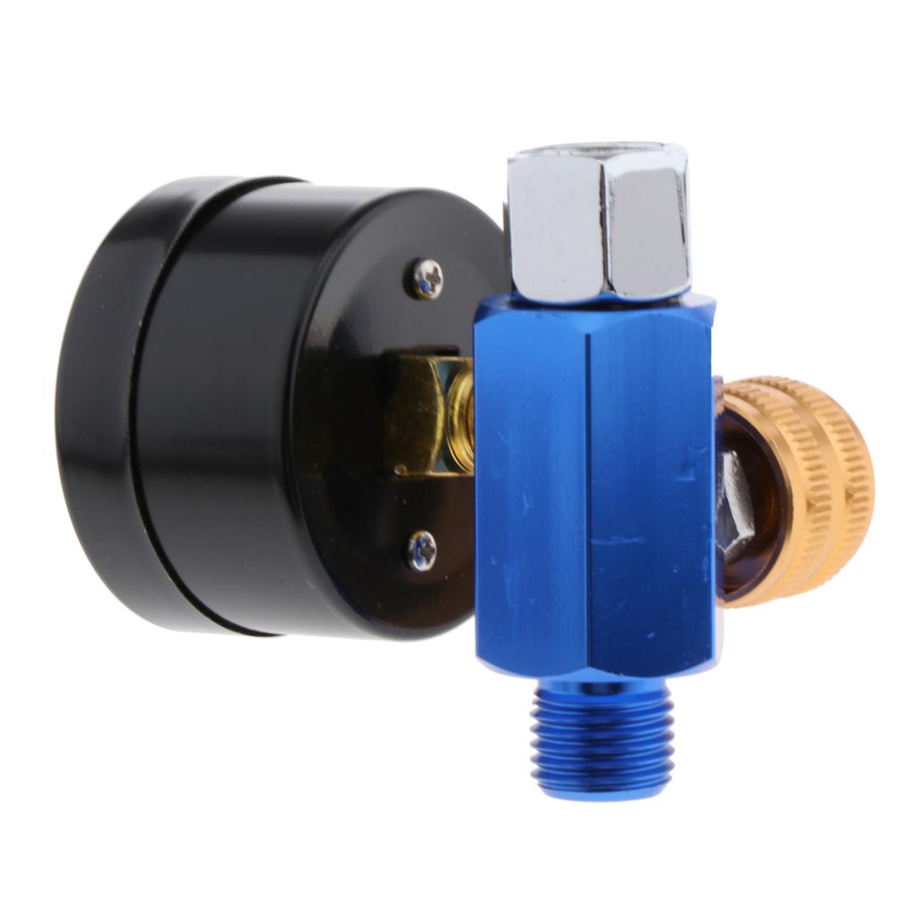 2xMini Lightweight Spray Gun Air Pressure Regulator Gauge Controller Yellow