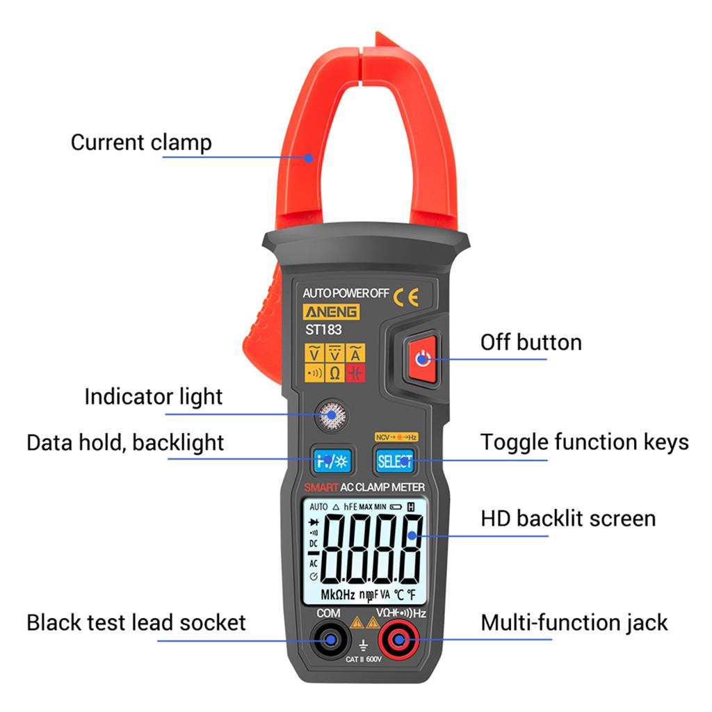 Digital Clamp Meter AC Multimeter Tester w/ Case