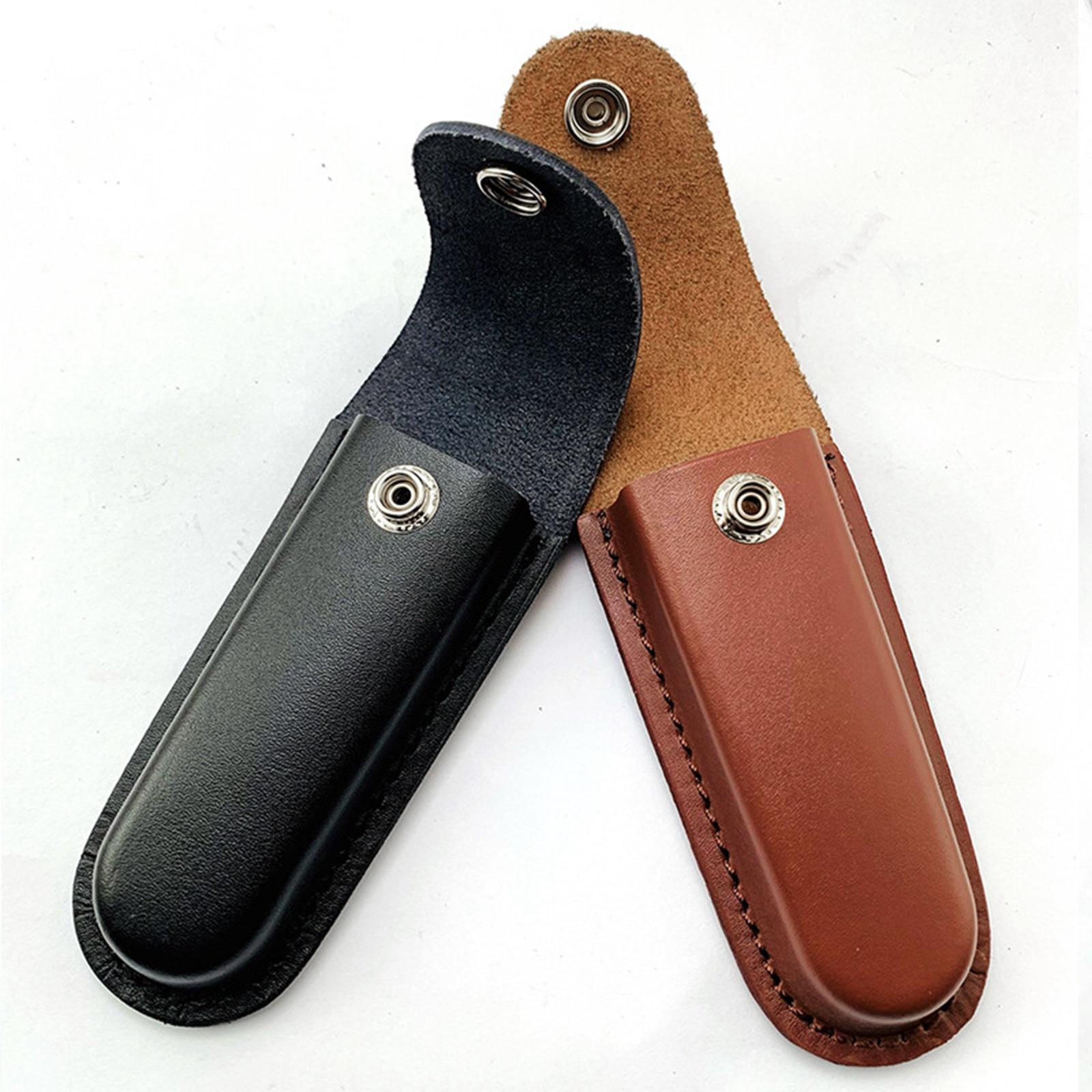 6xLeather Folding Blade Knife Sheath Classical Durable L Brown