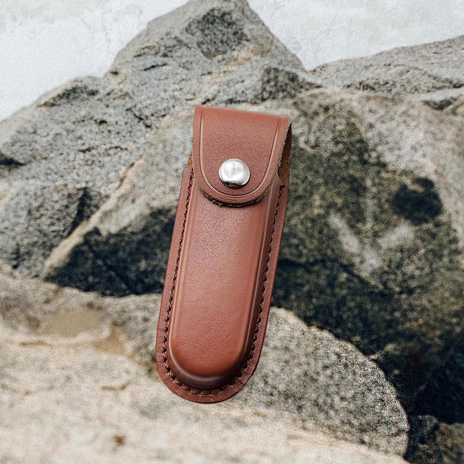Leather Folding Blade Knife Sheath Classical Durable L Brown