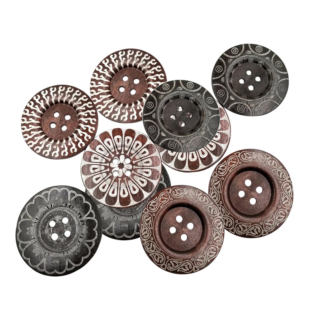 10cs Mixed Wooden 4 Holes Painted Sewing Buttons Craft DIY Scrapbooking 2#