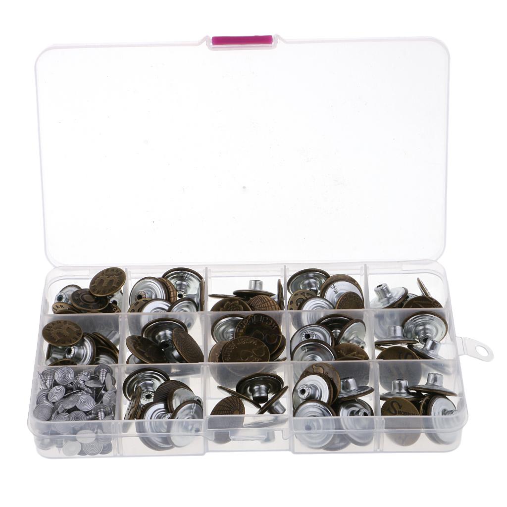 100pcs Jeans Buttons Hammer On Replacement Jean Tack Metal Buttons 17-20mm