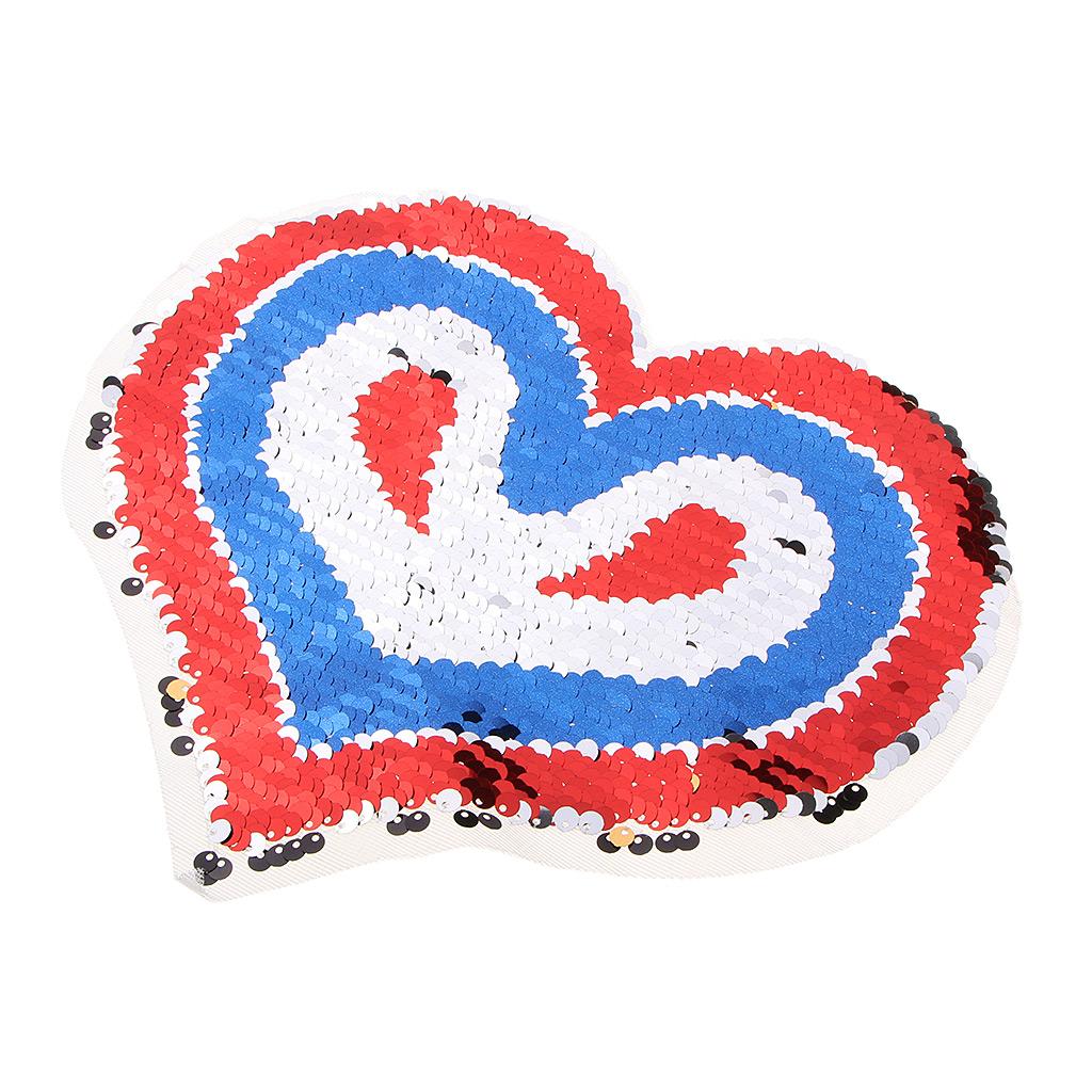 Embroidery Sew on Iron On Patch Badge Clothes Peach Heart Sequin Appliques