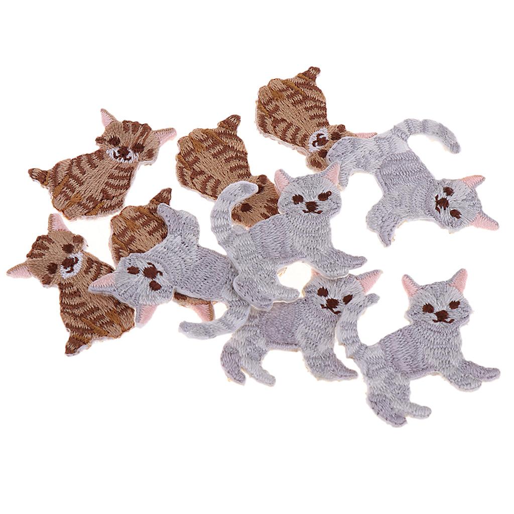 10 Pieces/pack Embroidered Animal Patches Iron on Applique Badge Cat