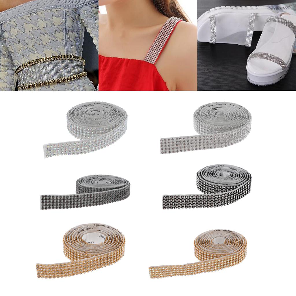 2 Pieces Row Rhinestone Ribbon Diamond Mesh Wrap Roll DIY Craft 