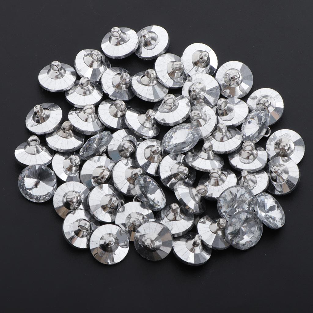 50pcs 14mm Craft Crystal Buttons for Sewing Clothing Clear_14cm