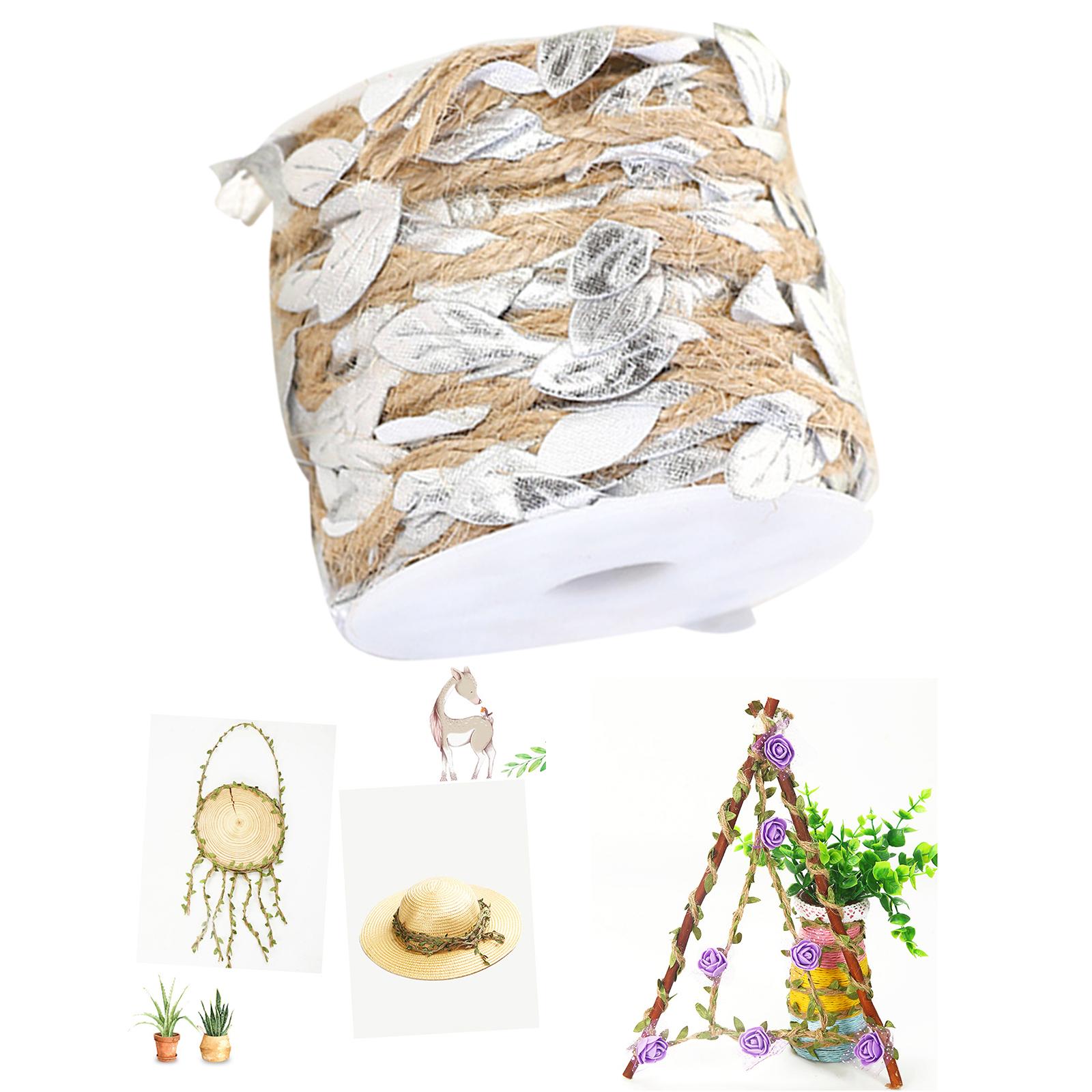 10M Leaf Ribbon Garland Leaf Twine for Party Christmas Wreaths silver