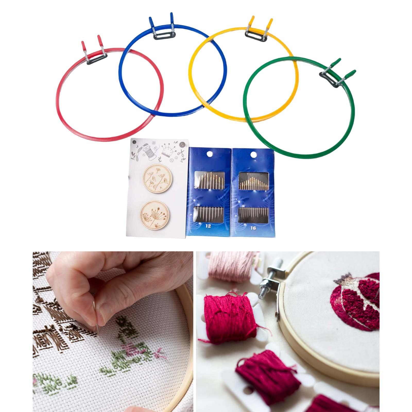 Cross Stitch Hoop Adjustable DIY Sewing Round Spring Tension Beginners