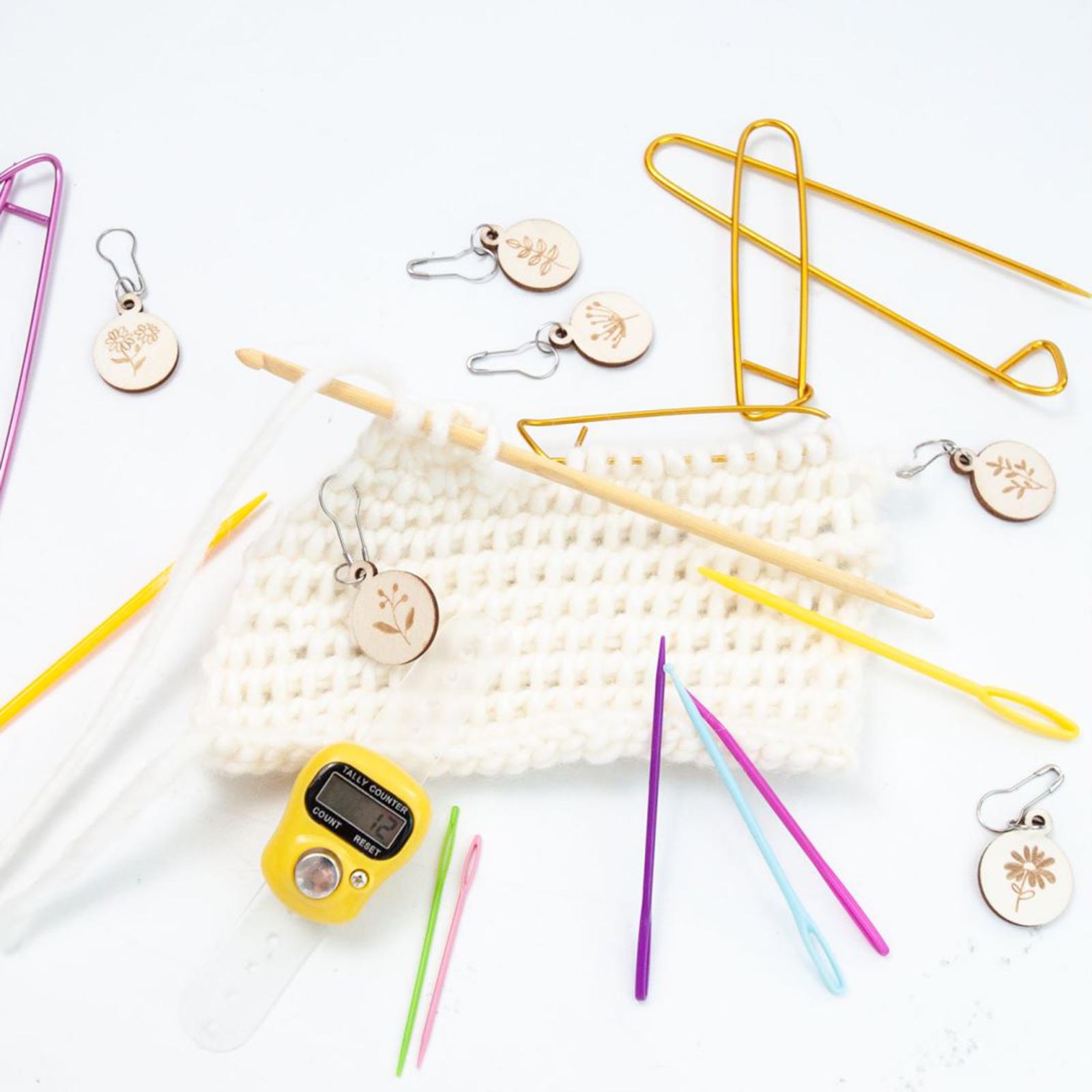 Calabash Pins, Crochet Kit Stitch Holder Clips, Large Eye Blunt Needles