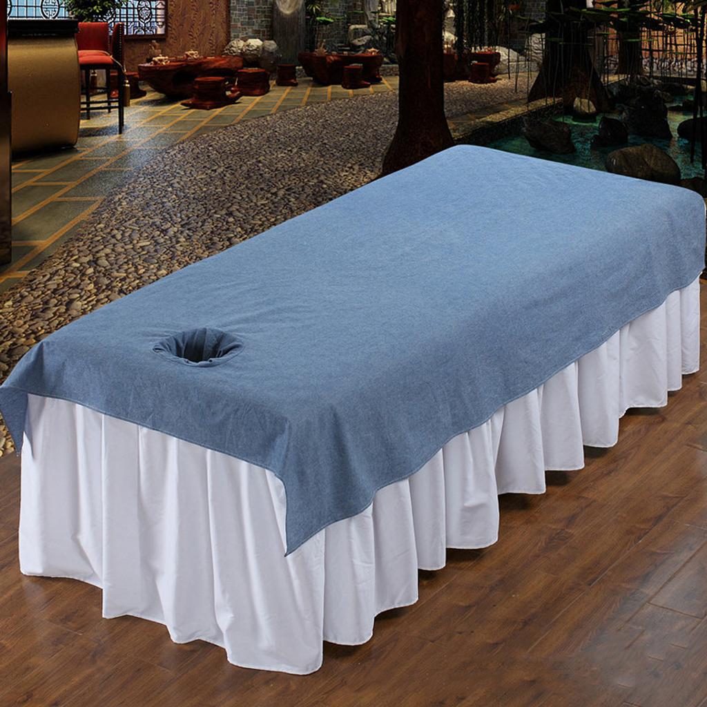 2xReusable Washable Cotton Acupuncture Massage Table Bed Pad Cover Dark Blue