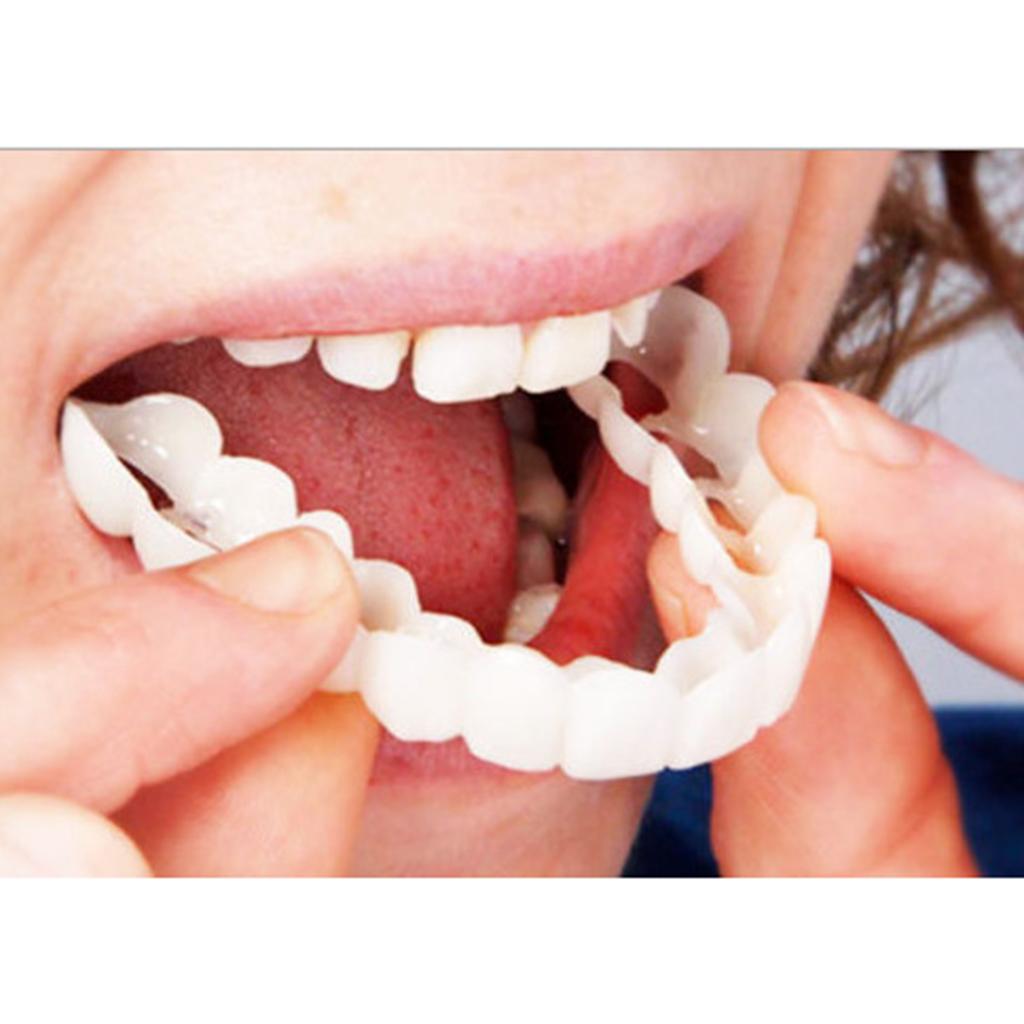 Silicone Upper/Lower False Teeth Dental Veneers Dentures Fake Tooth Upper