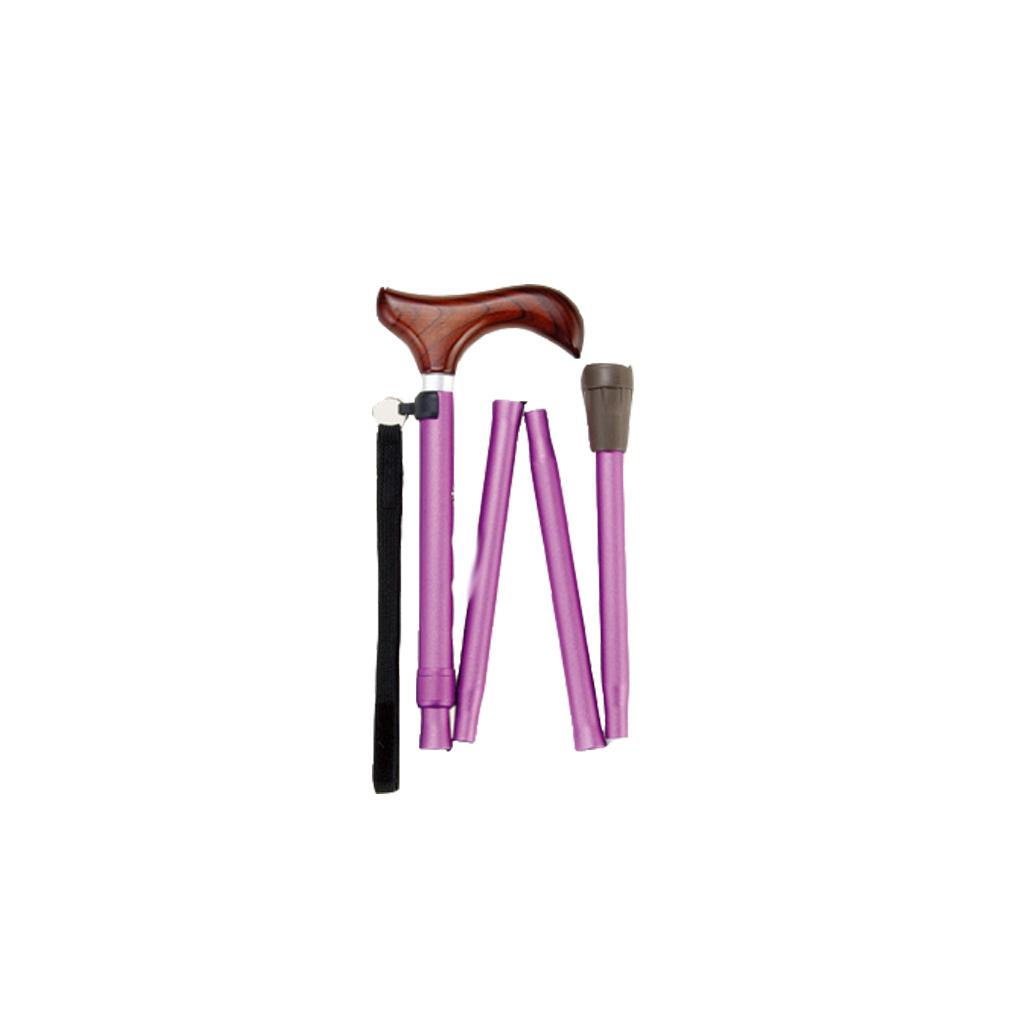 Elderly Portable Folding Non-slip Crutch Purple