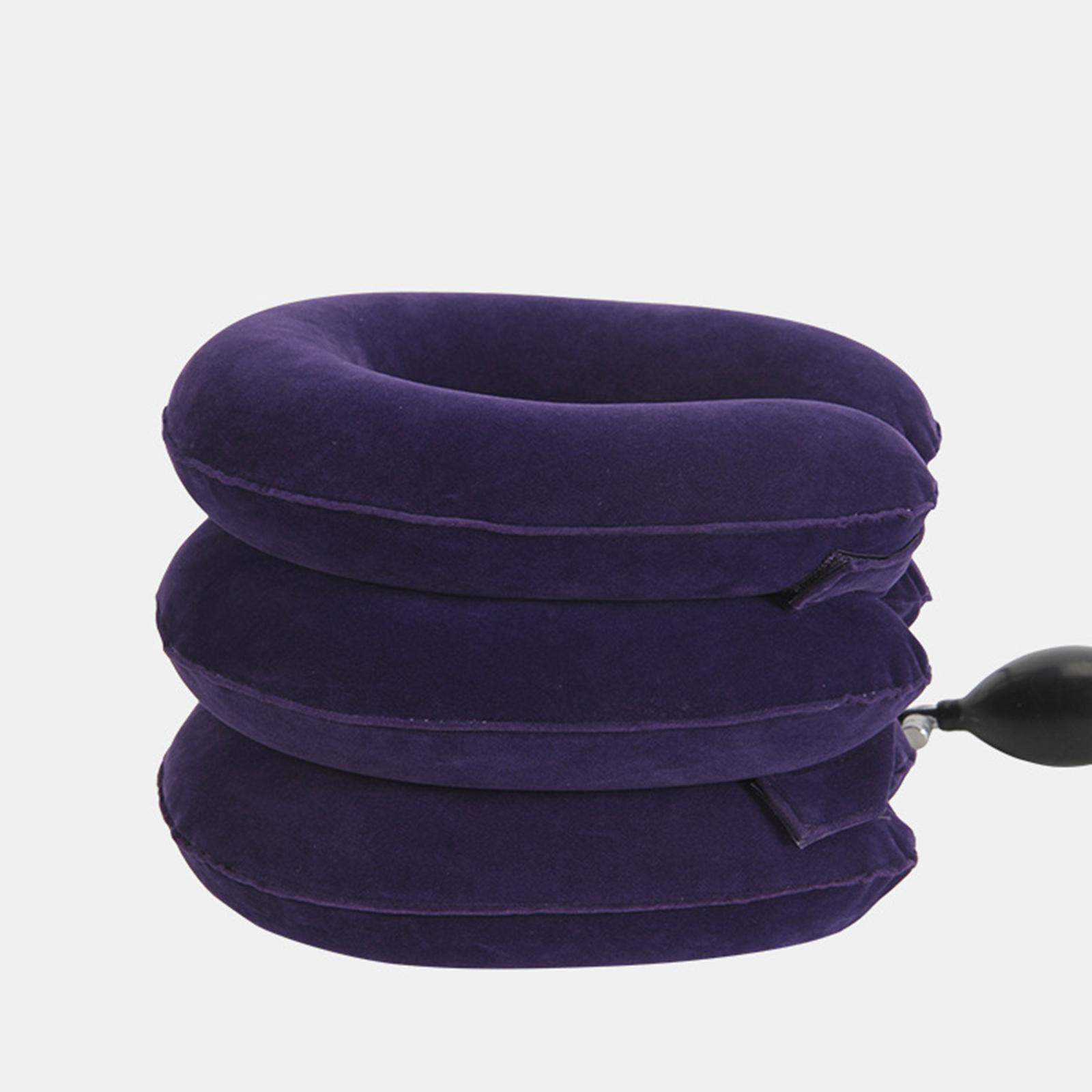 Neck Traction Device Inflatable Neck Stretcher Support Pillow Dark Purple