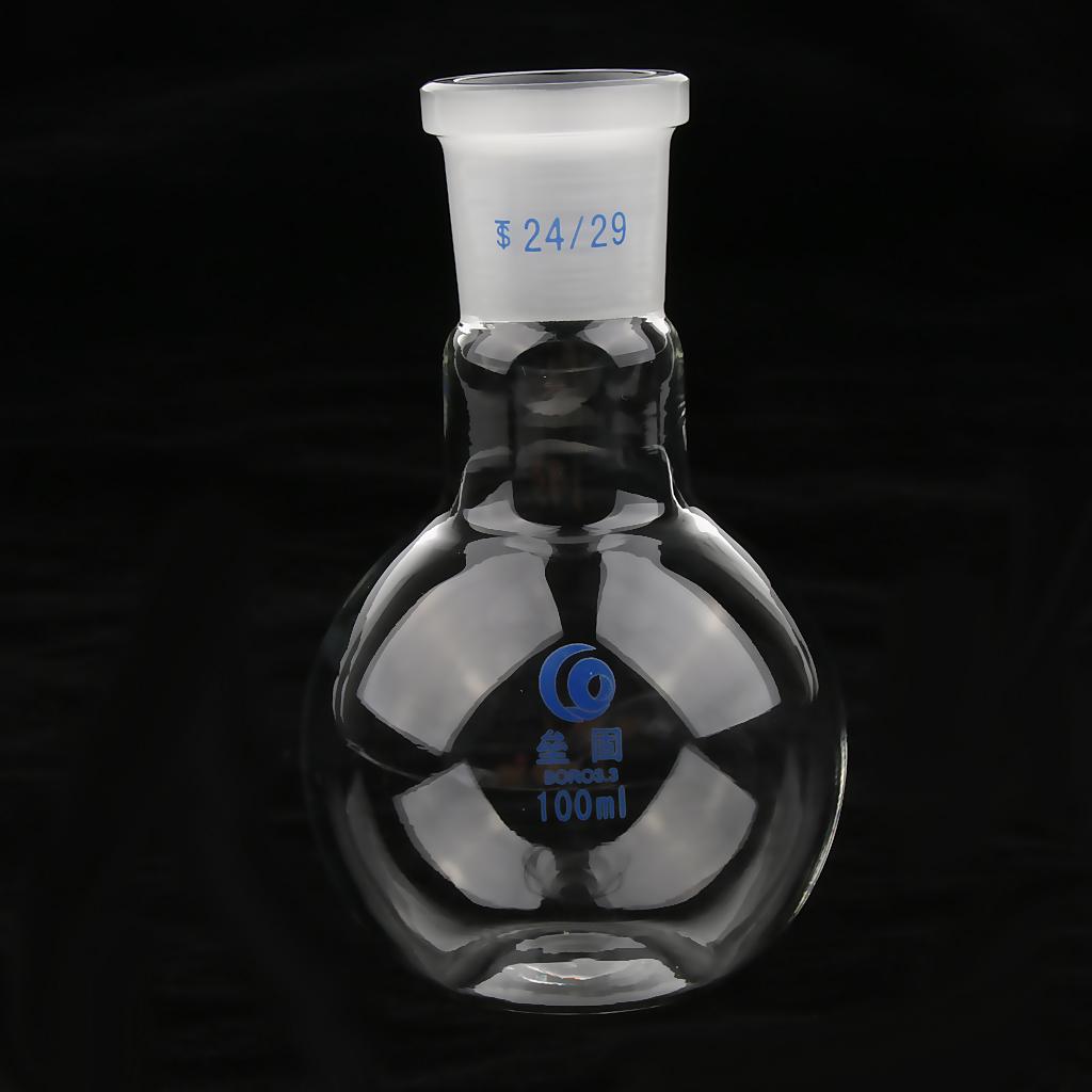 Borosilicate Glass Single Mouth Flat Bottom Boiling Flask with Stopper 100mL