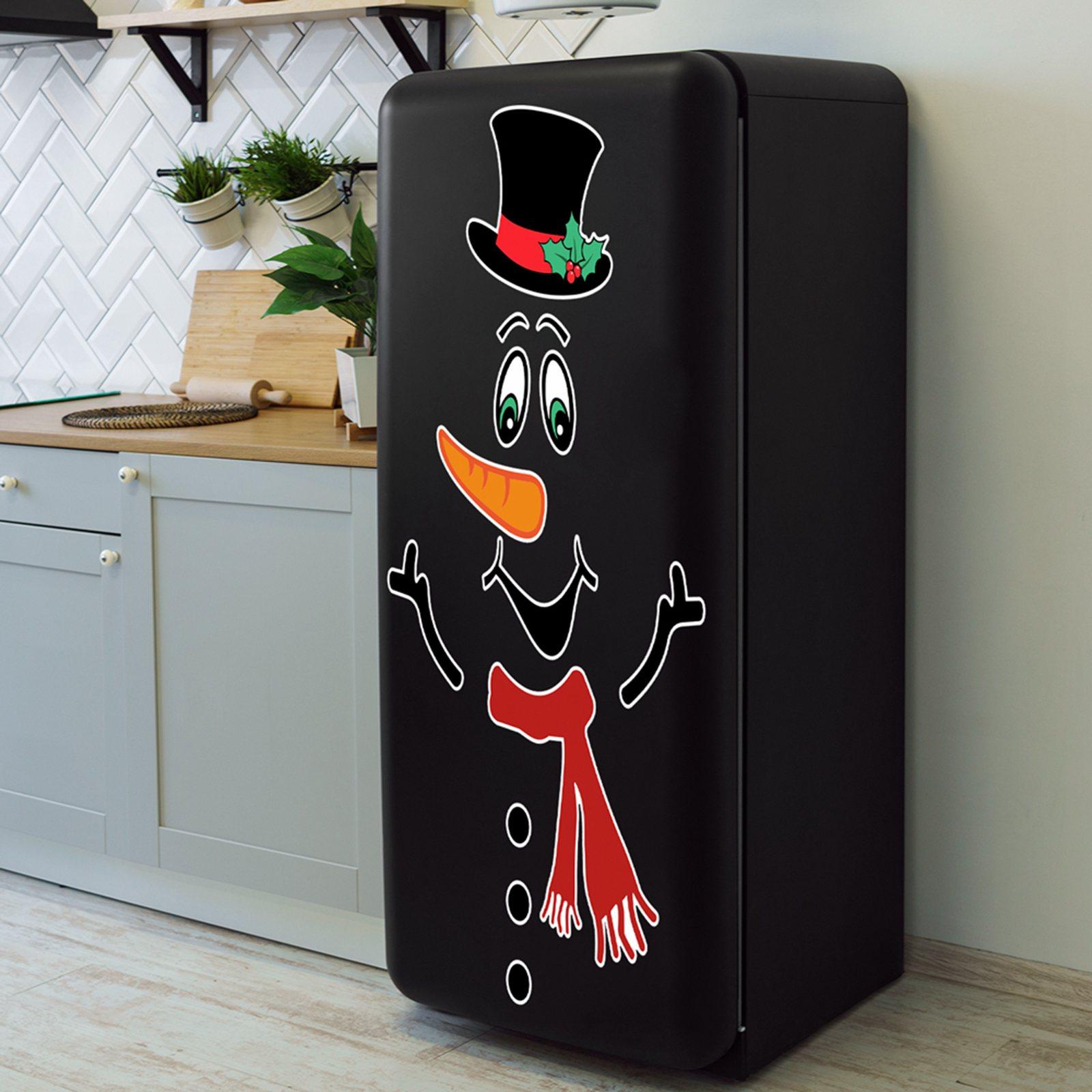 Snowman Refrigerator Sticker Expression Waterproof Christmas Decor CT031