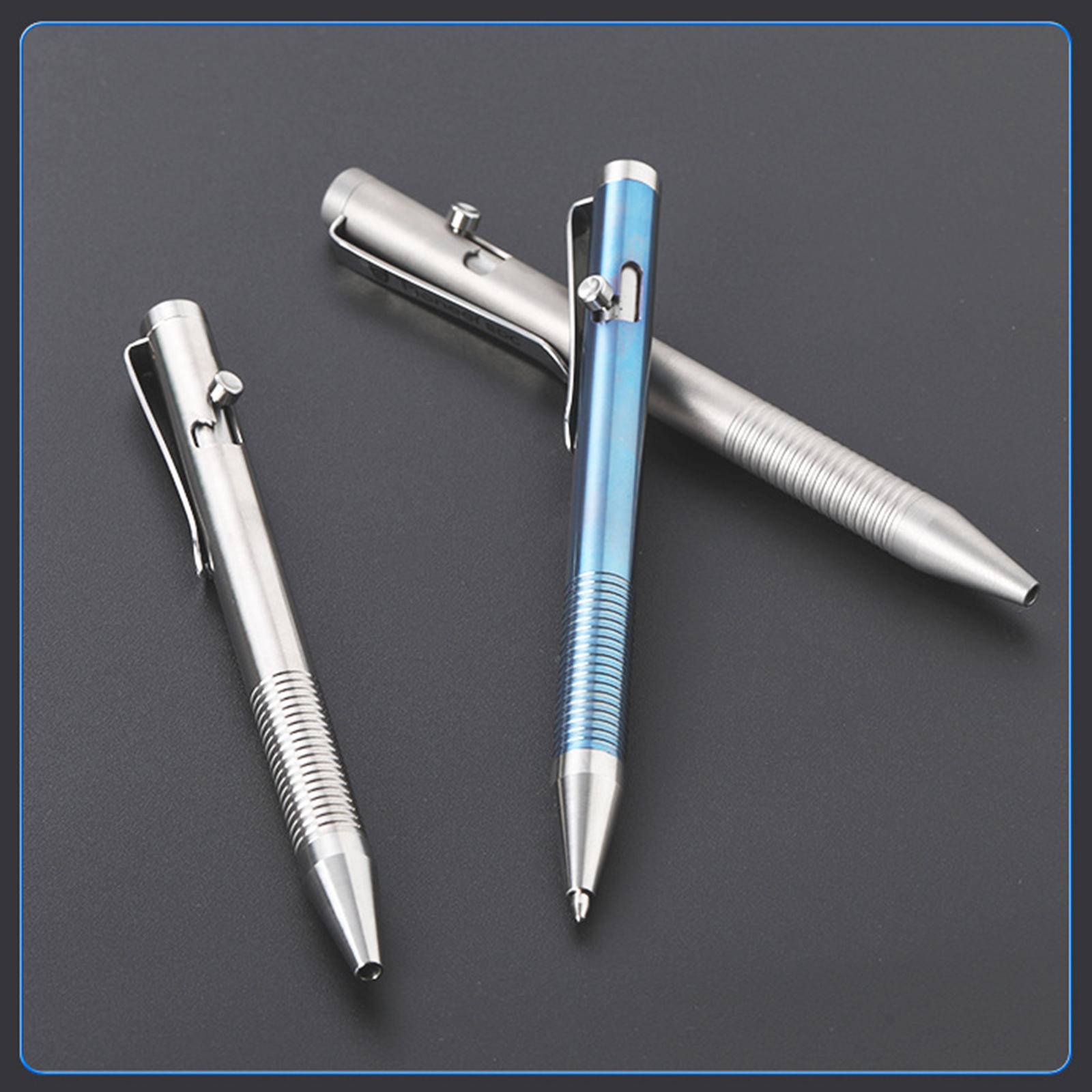 Retractable Ballpoint Pen Titanium Alloy Rollerball Pen Blue Frosted 