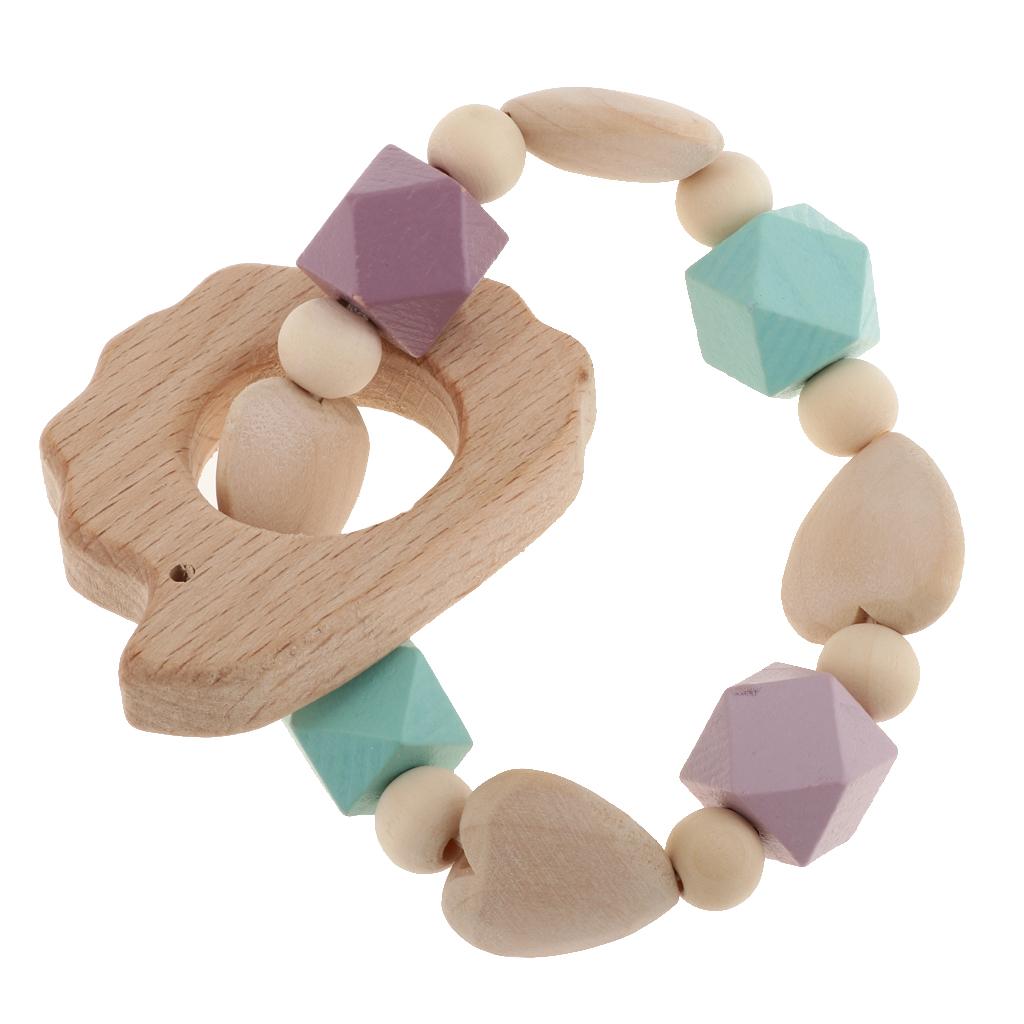 Baby Wooden Teether Nursing Bracelet Food Grade  Style 2-Hedgehog