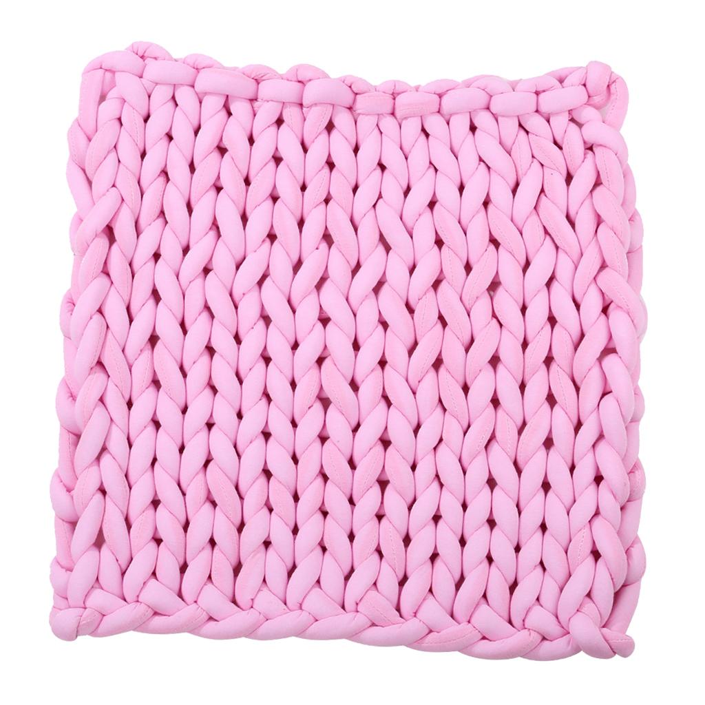 Hand-woven Knitted Blanket Yarn Bulky Knitting Blanket 60 x 60cm - Pink