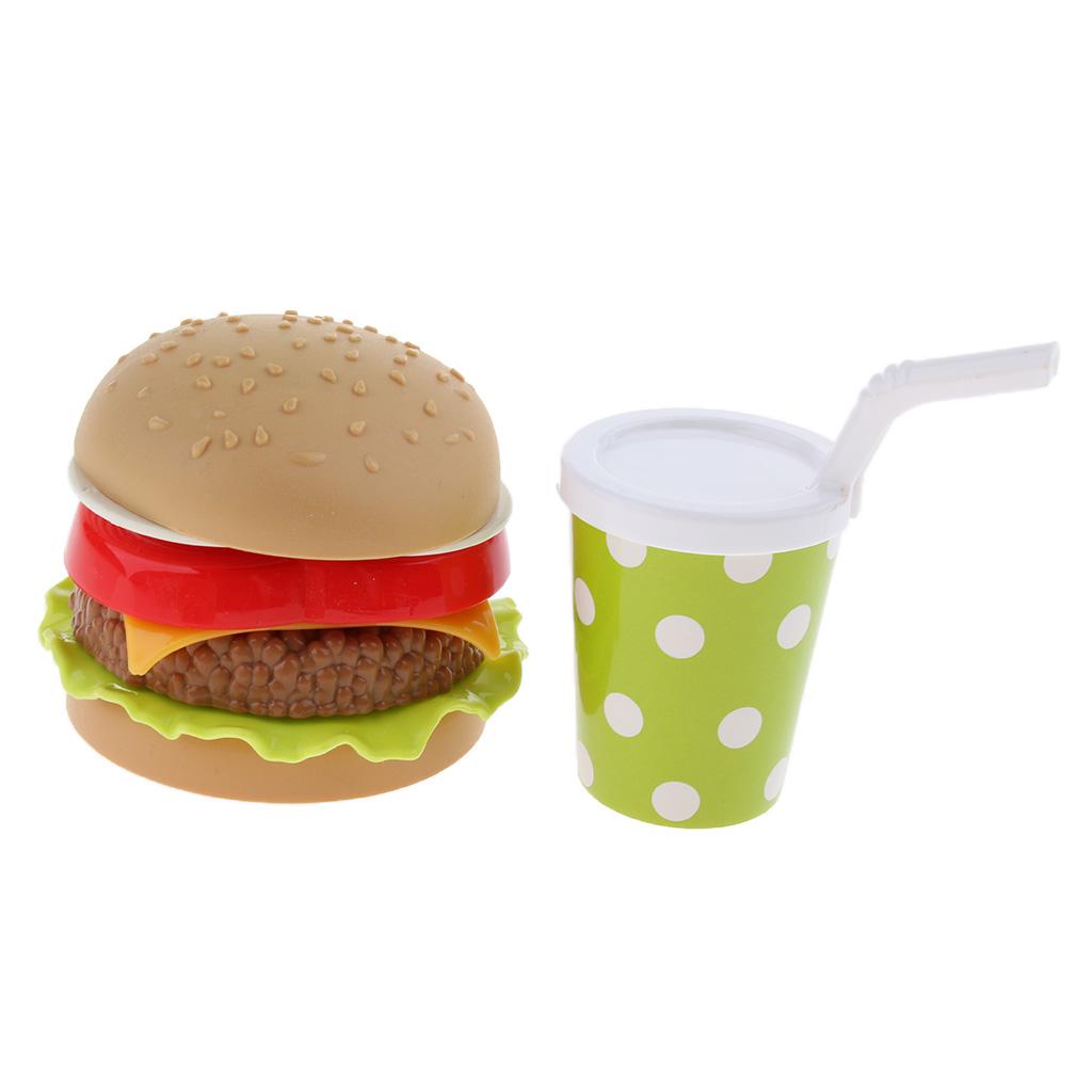 Child Pretend Play Food Toy Burger Fries Fast Food Cooking Kitchen Set ...