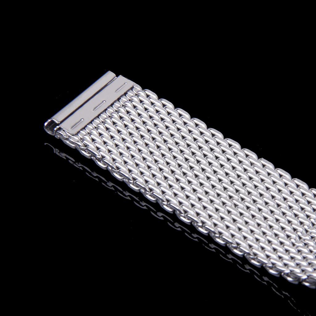 Silver Tone Stainless Steel Mesh Watch Band 20mm