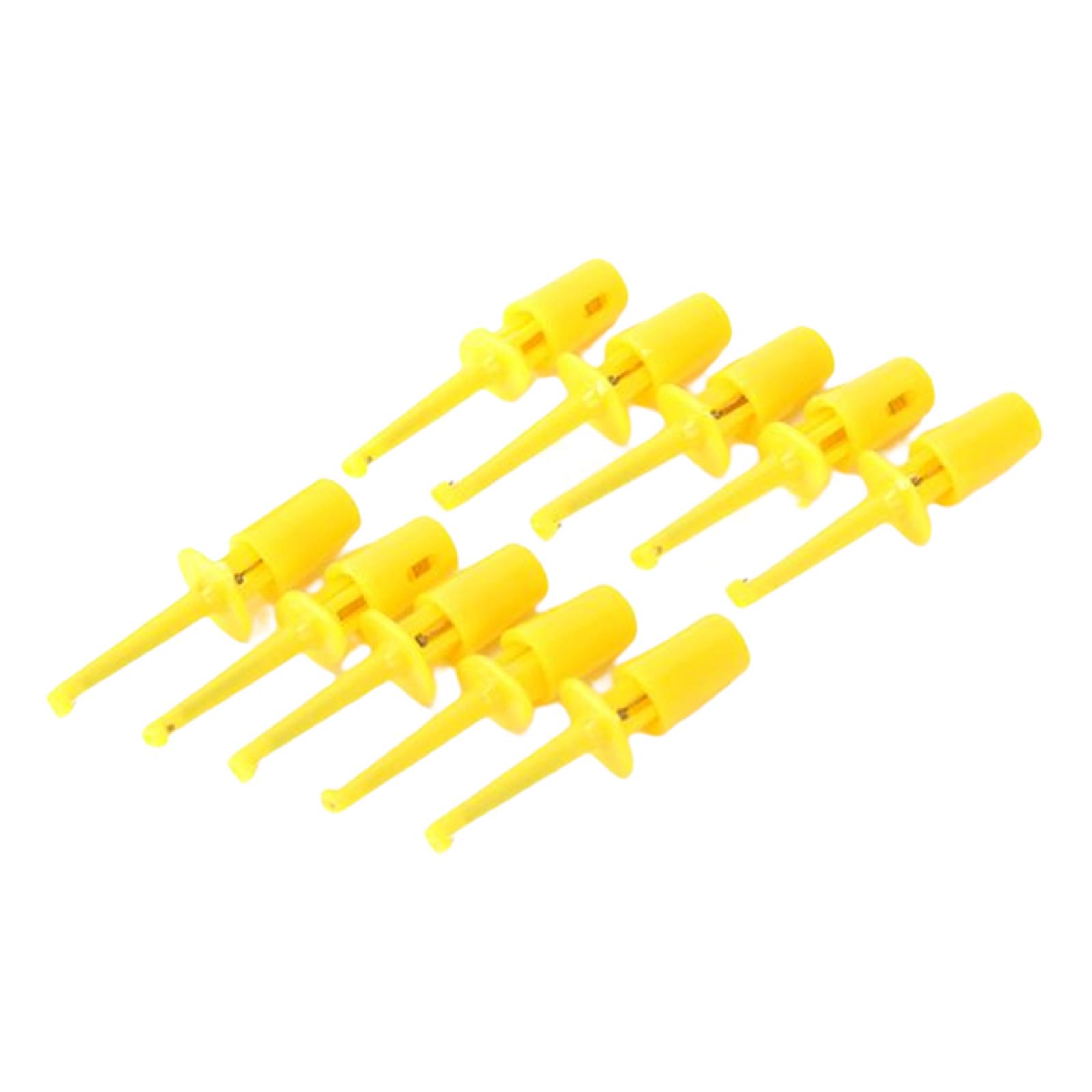 10 x Mini Test Hook Probe Spring Clip for PCB SMD IC Yellow