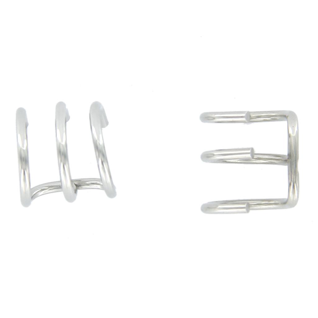 2pcs Stainless Steel 3-Row Ear Cuff Hoop Wrap Cartilage Earring Silver