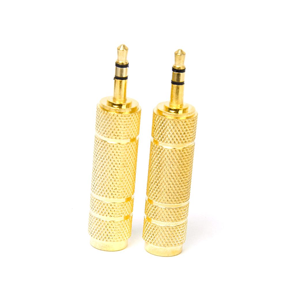2pcs 3.5mm Stereo Plug Male To 6.35mm Stereo Female Adapter Jack Audio