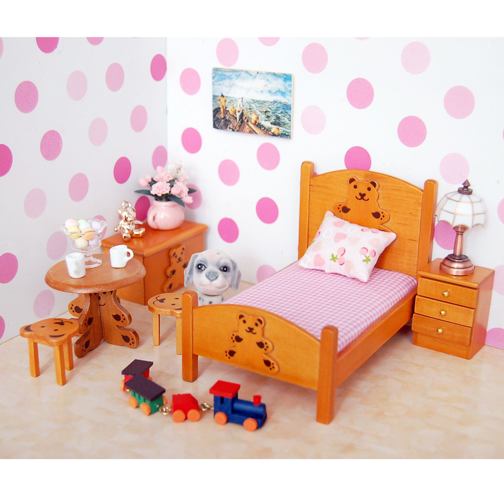 Puppenhaus MiniaturMöbel HolzKinderSchlafzimmer