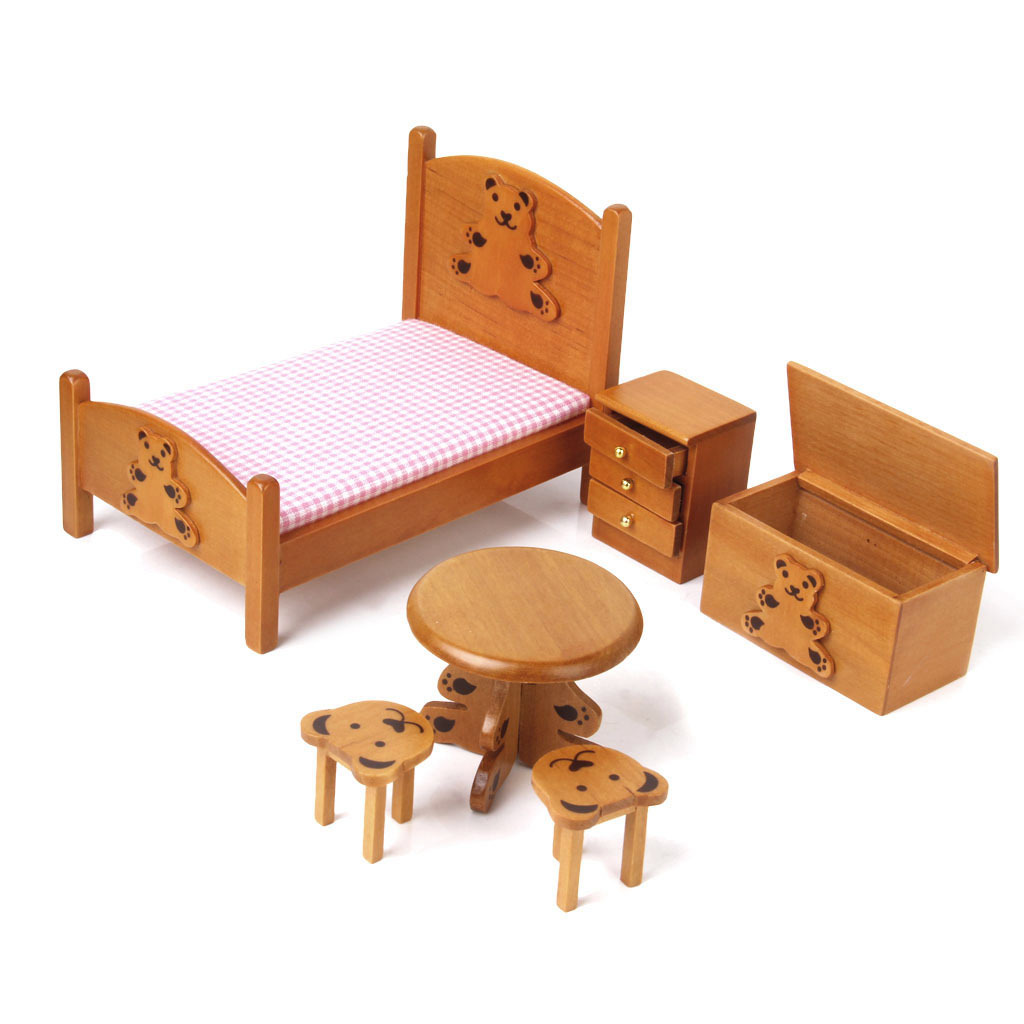 Puppenhaus MiniaturMöbel HolzKinderSchlafzimmer