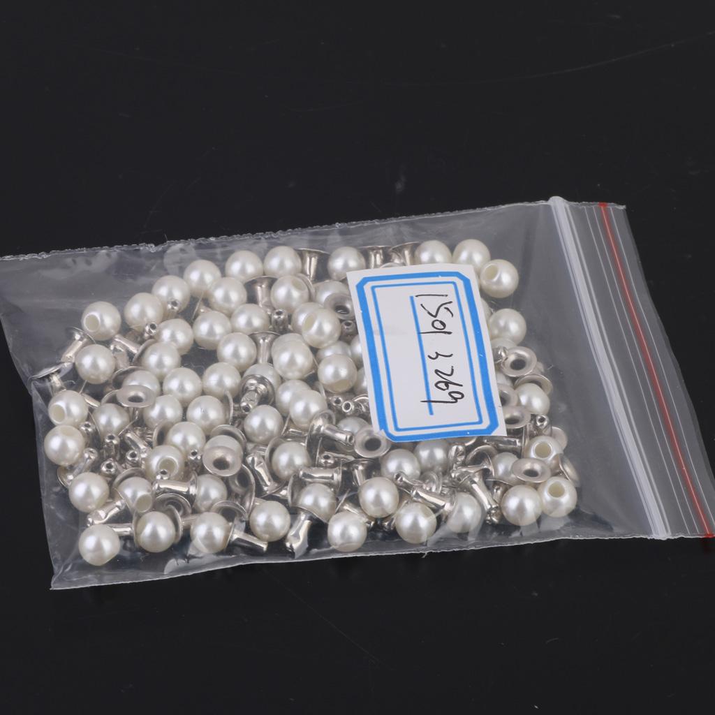 Rivets and Pearls Set for DIY Crafts 100pcs Ivory