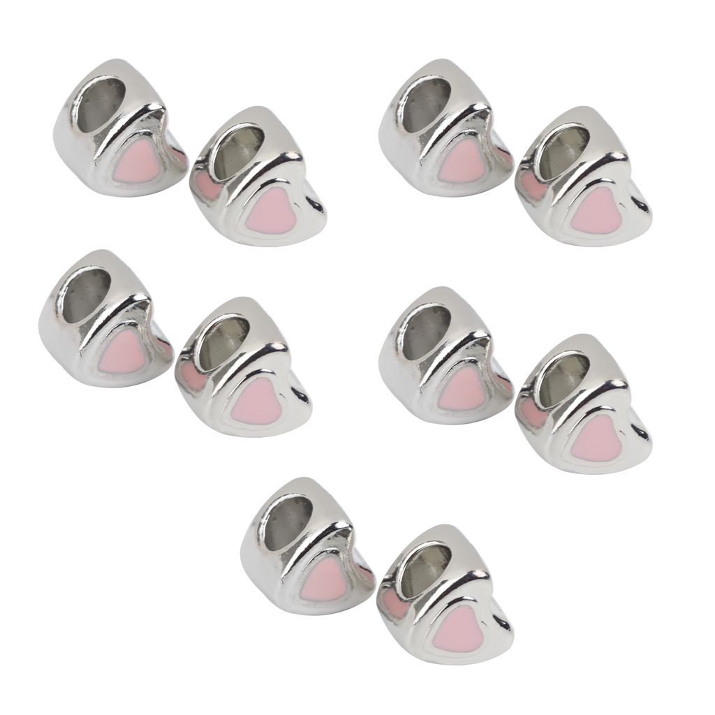 Alloy Heart Spacer Beads Jewelry Making Pendant Charms Findings 10Pcs Pink