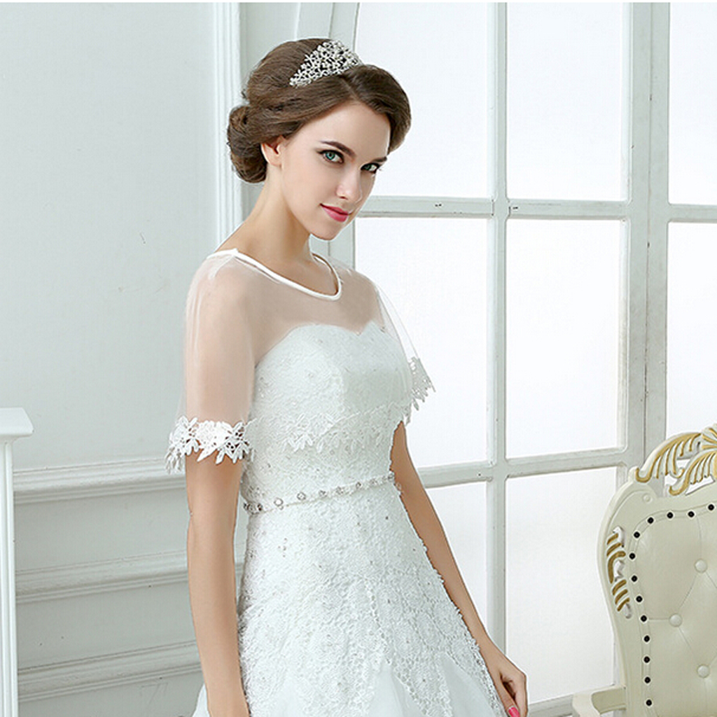 Wedding Gauze Lace Flower Edge Bridal Shawl Scarf Shrug Wrap 