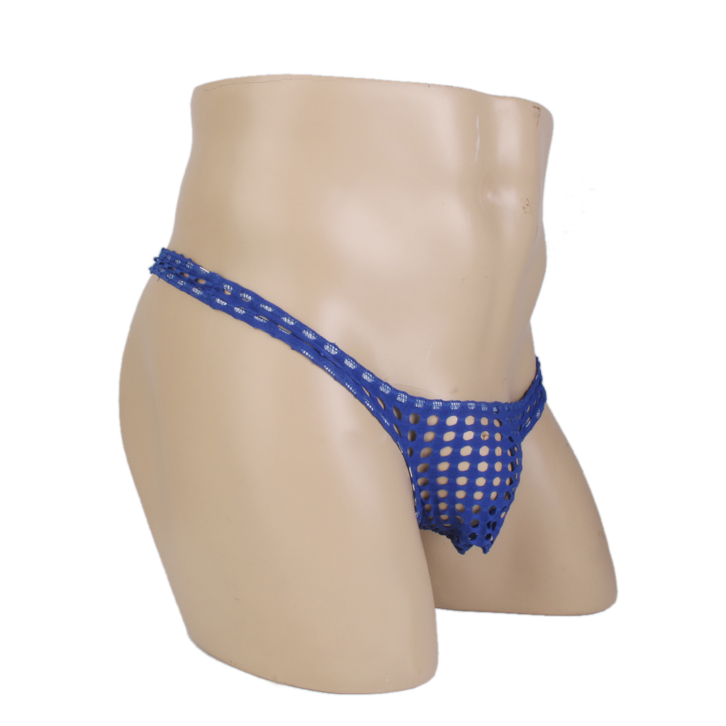 Sexy Round Eye Style Lingerie Underwear Panty Jock Strap Brief Blue