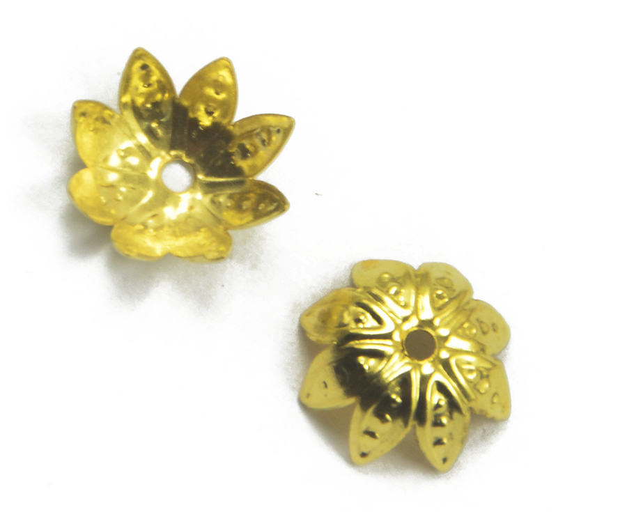 50Pcs 10mm Gold Plated Metal Flower Bead Caps