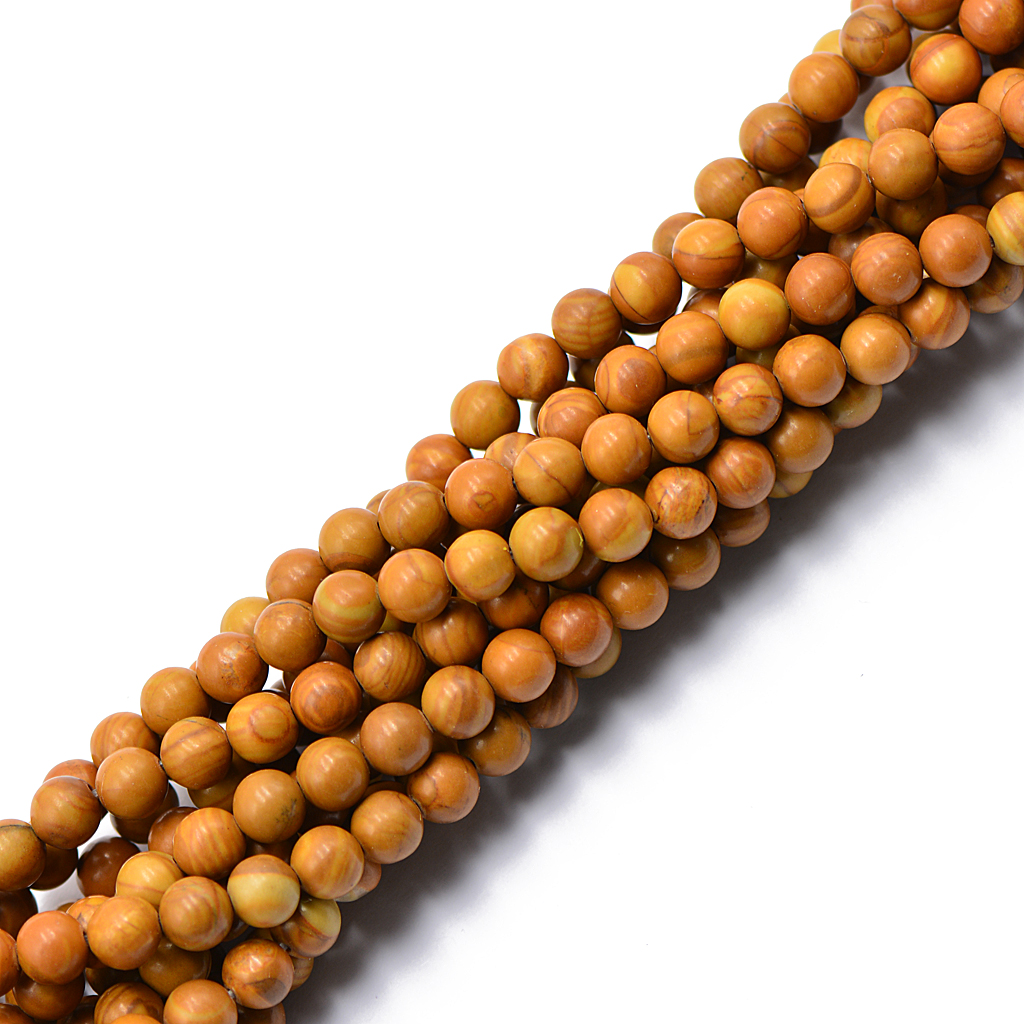 6mm Natural Yellow Brown Tigerskin  Jasper Loose Beads 15'' Round