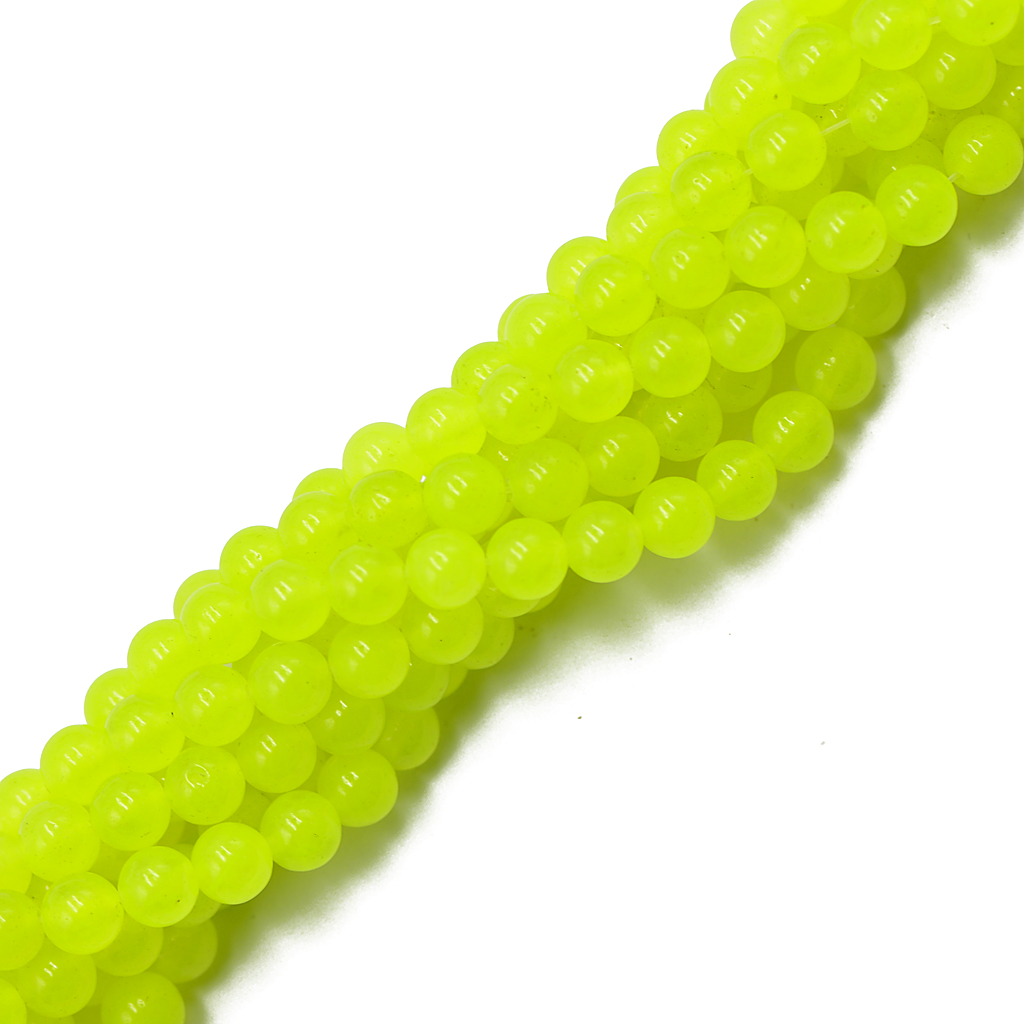 6mm Neon Yellow Lemon Candy Jade Round Gemstone Loose Beads Strand 15 Inch