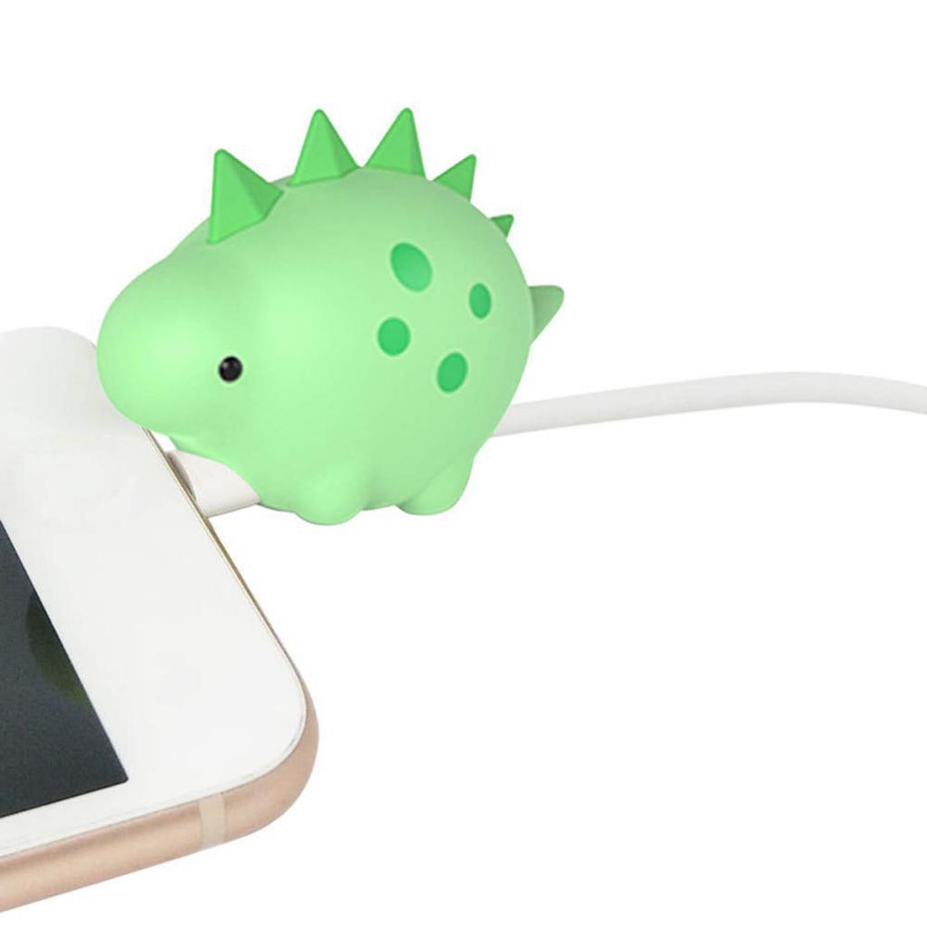 Cute Animal USB Charging Cable Case Saver Protector Green Stegosaurus