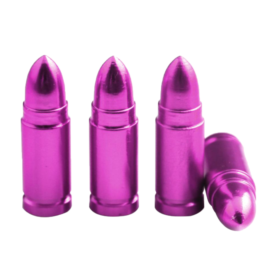 4PCS  Style Purple Aluminum Metal Long Wheel/Tire Valve Stem Air Cap