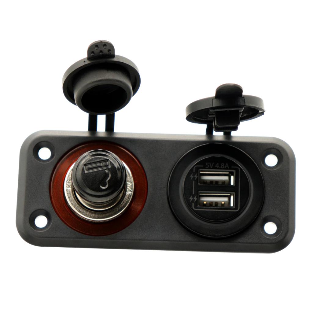 Marine Boat Waterproof Dual USB Car Charger 12V Cigarette Lighter Adapter